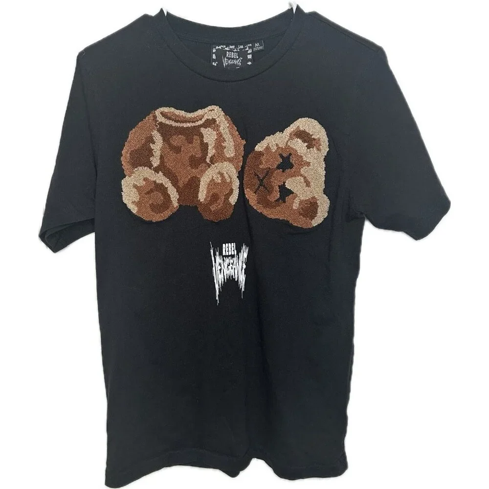 Rebel vengeance Teddy bear Men’s T-shirt Black y2k M - Picture 1 of 7